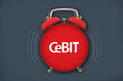 Roter Wecker mit CeBIT-Logo