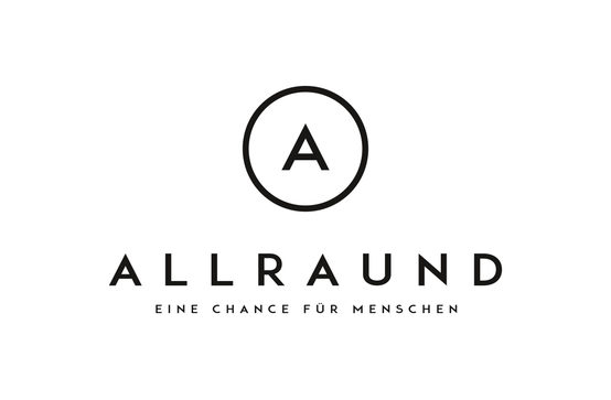 allrAUnd - Eine Chance für Menschen. Logo für Wäscherei, Catering und Reinigungsservice