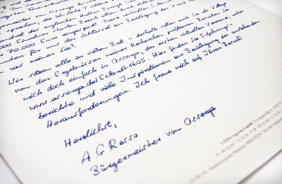 Handgeschriebenes Anschreiben