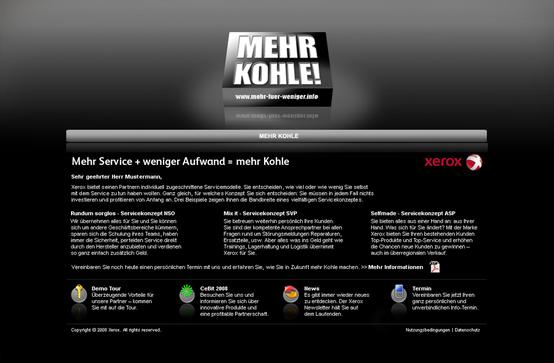 Xerox: Mehr Kohle - Landingpage